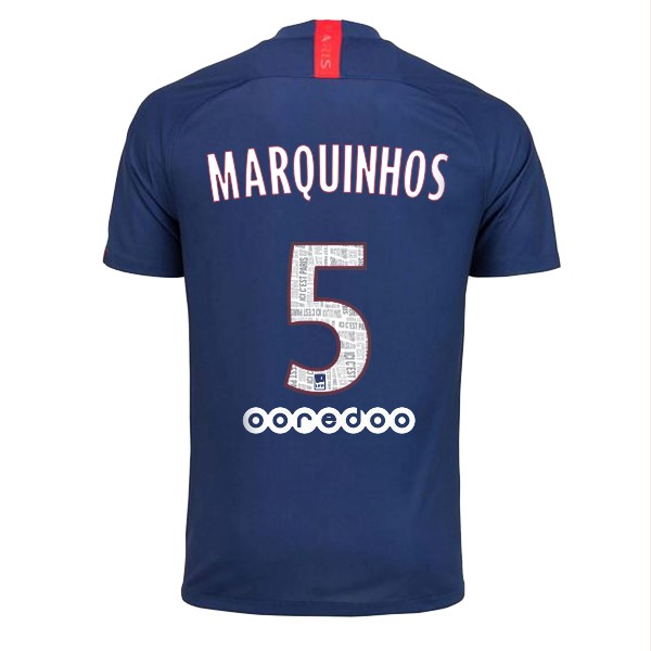 Camiseta Paris Saint Germain NO.5 Marquinhos 1ª 2019-2020 Azul